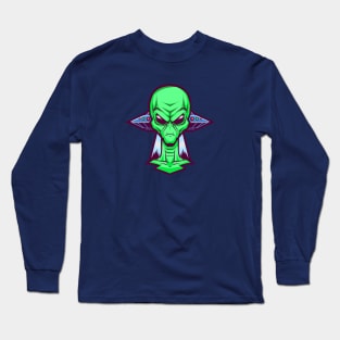 Alien Head with UFO Long Sleeve T-Shirt